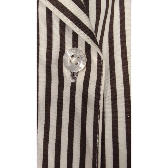 Adam lippes Poplin striped brown short sleeve blouse shirt 12 - Picture 3 of 11